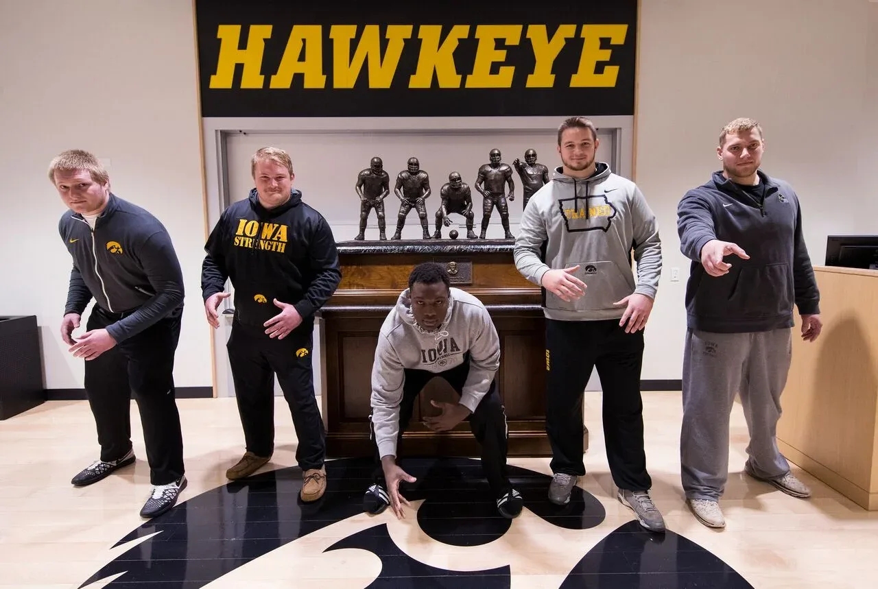2016 Iowa offensive line. Joe Moore Award champions