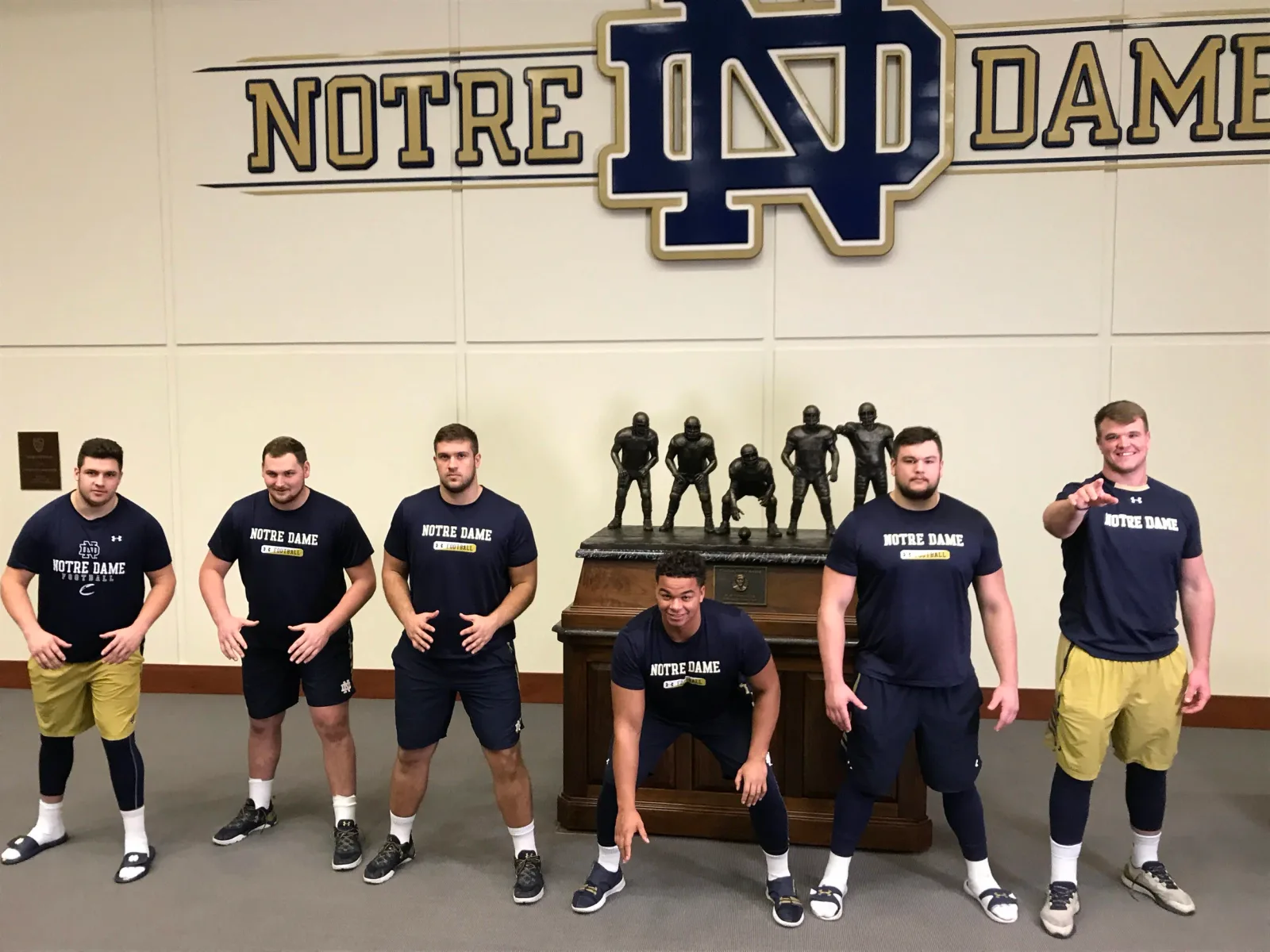 2017 Notre Dame offensive line. Joe Moore Award champions